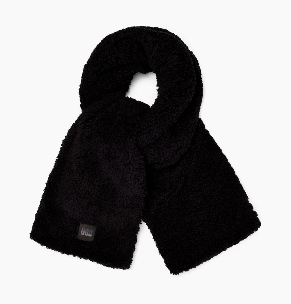 Ugg Scarfs Womens - Ugg Sherpa Oversized Black - 567HXUJKC